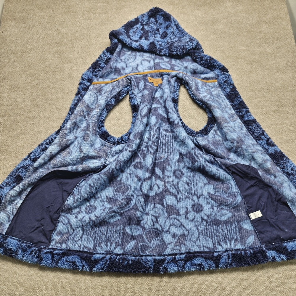 Koolaburra by UGG Women's Hooded Vest Blue Floral Pockets Hoodie Sz Small - Picture 6 of 8